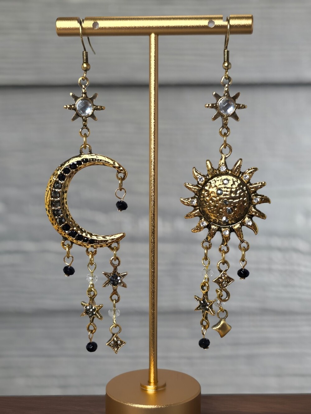 Cosmic Sun Moon Boho Dangle Earrings Statement Jewelry Celestial Vintage Gold